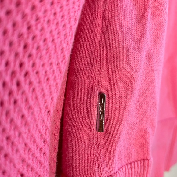 L-RL Lauren Active bubblegum pink, lattice-knit sleeve, pullover sweater, small - Picture 5 of 9
